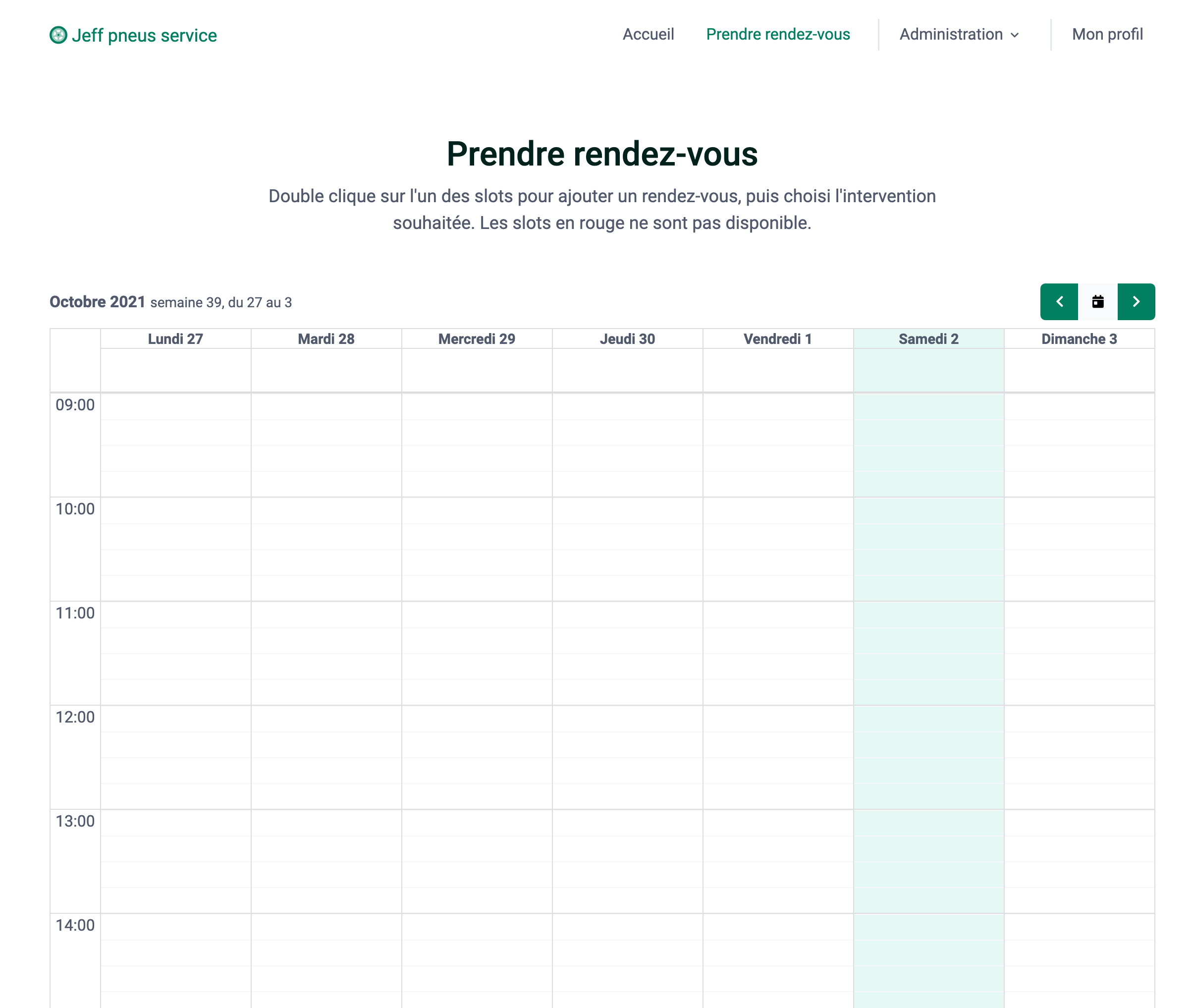 Calendrier de rendez-vous